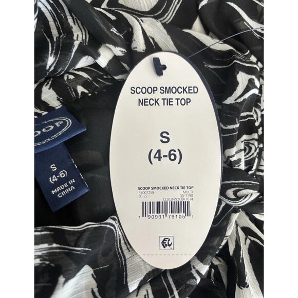 Scoop Tie Neck Blouse Retro Style Sheer Long Sleeve Women’s Size Small (4-6) - Picture 10 of 16